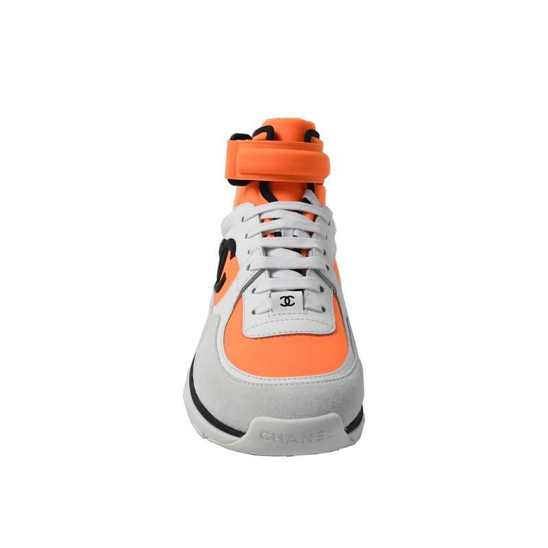 Chanel Sneaker Calfskin/Lambskin White Fluo Orange - NOBLEMARS