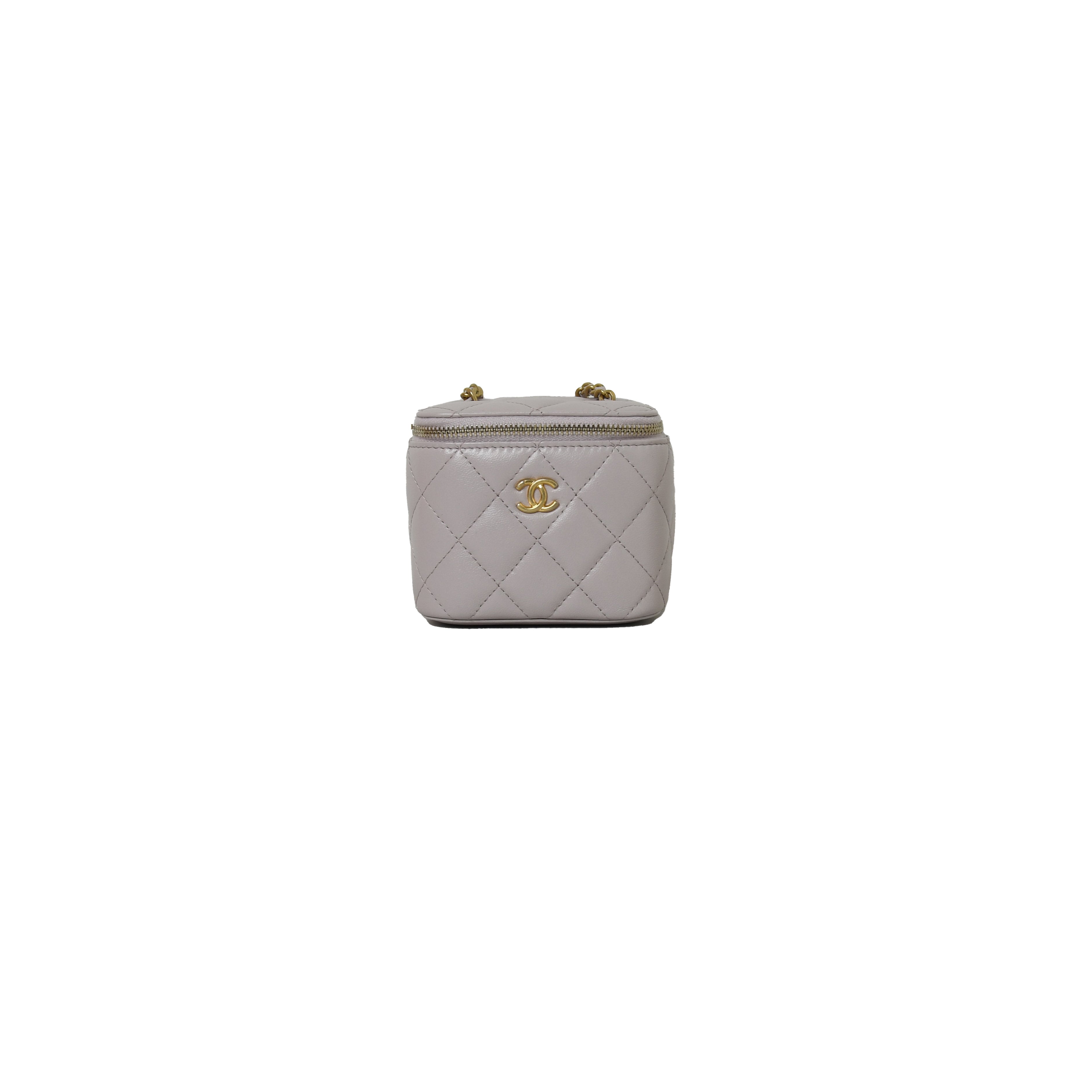 Chanel Small Vanity Bag With Handle Chain Light Blue - NOBLEMARS