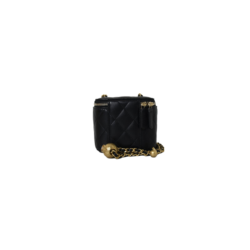 Chanel Small Vanity With Pearl Crush Chain Bag Black - NOBLEMARS