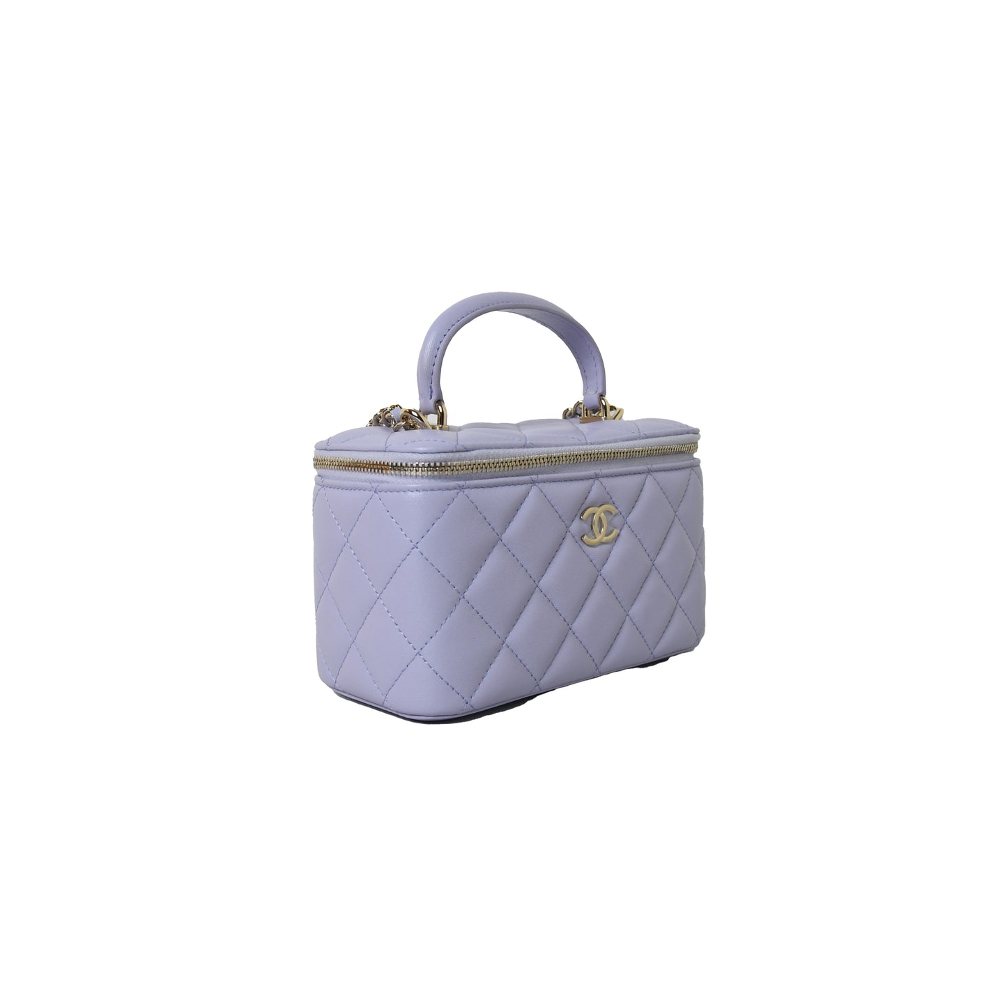 Chanel Small Top Handle Vanity With Chain Bag Light Purple - NOBLEMARS