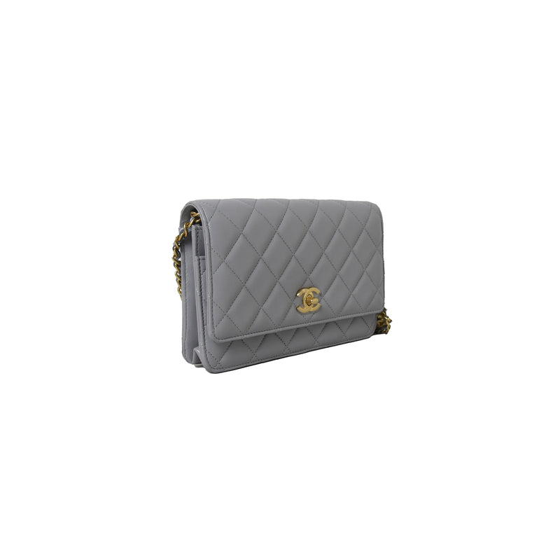 Chanel Pearl Crush Wallet on Chain Grey - NOBLEMARS