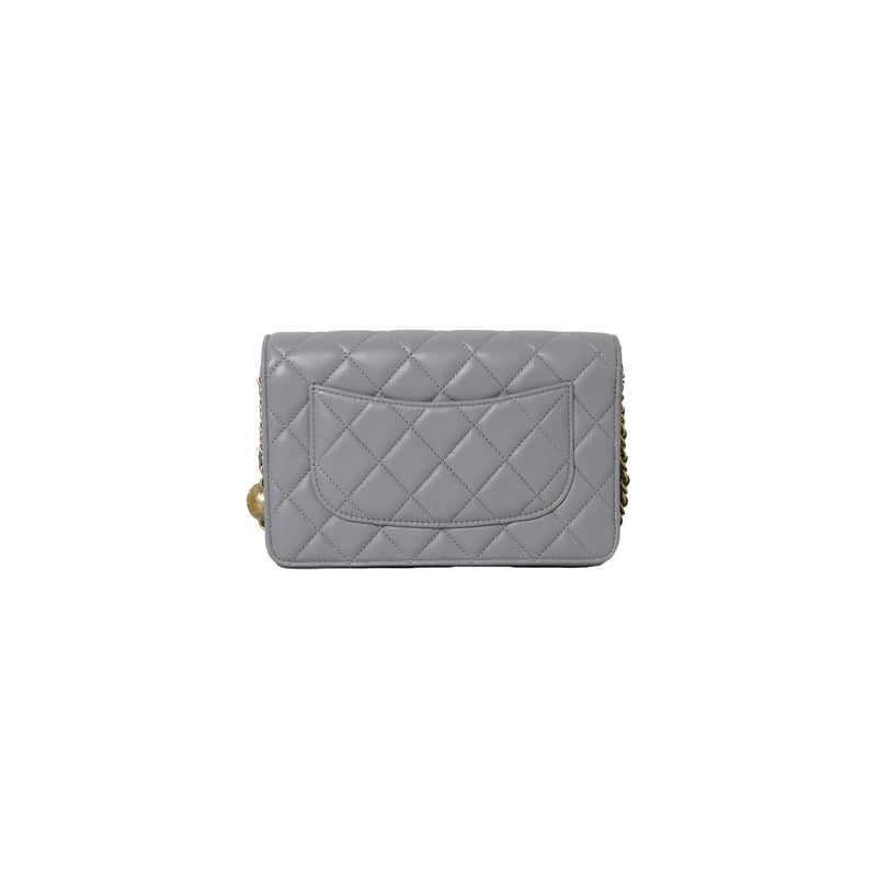 Chanel Pearl Crush Wallet on Chain Grey - NOBLEMARS