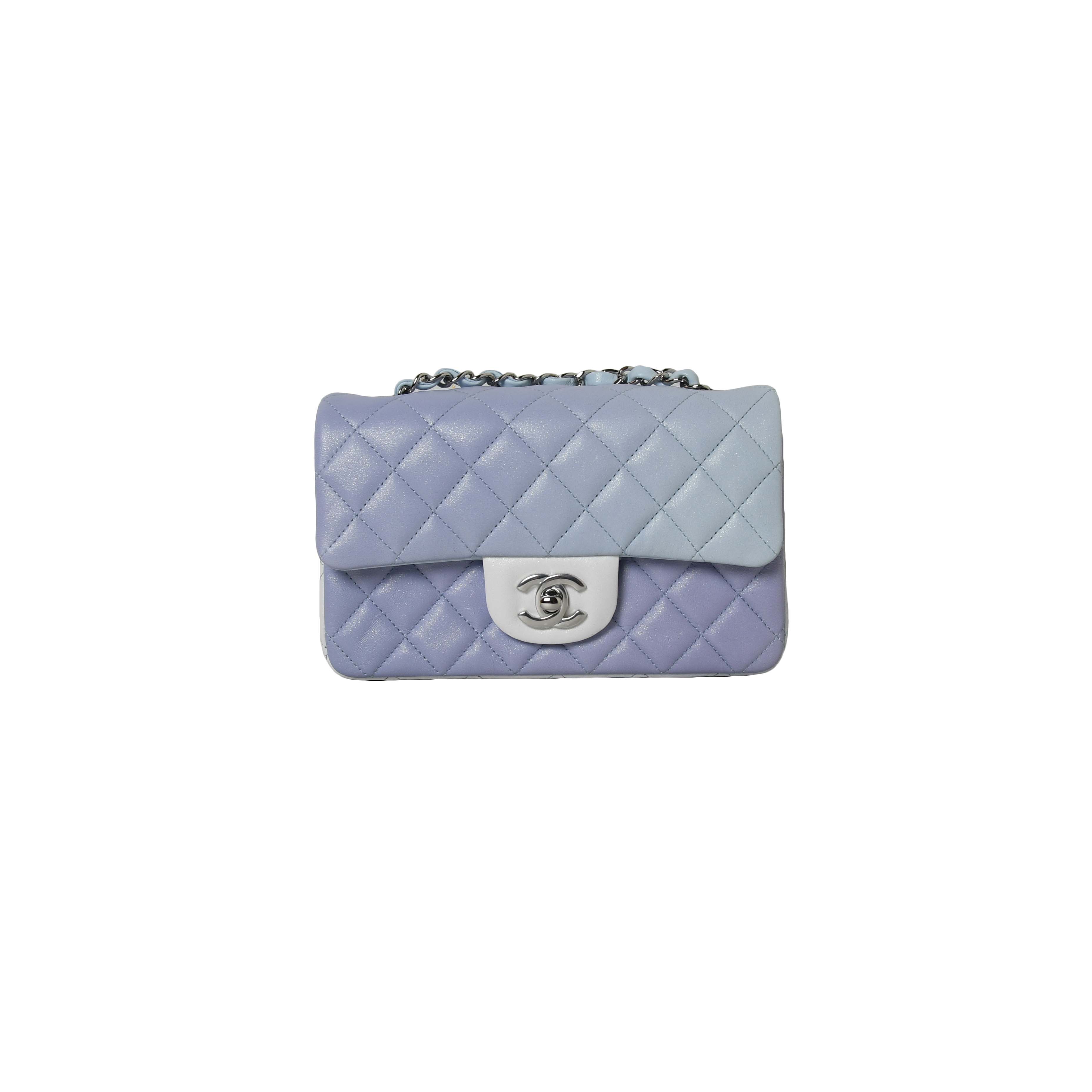 Chanel Quilted Wallet On Chain 19 Silver Denim Blue - NOBLEMARS