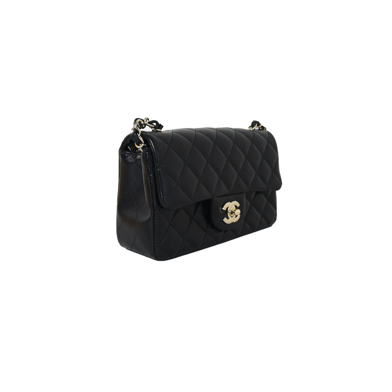Chanel Mini Flap Lambskin Bag Black - NOBLEMARS