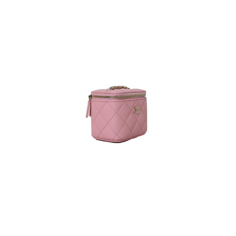 Chanel Small Vanity Case With Chain Caviar Pink - NOBLEMARS