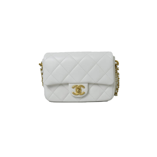 Chanel Lambskin Quilted Mini My Perfect Flap Bag White - NOBLEMARS