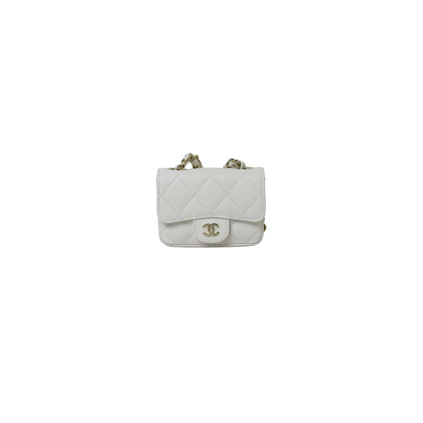 Chanel Caviar Quilted Belt Bag White - NOBLEMARS