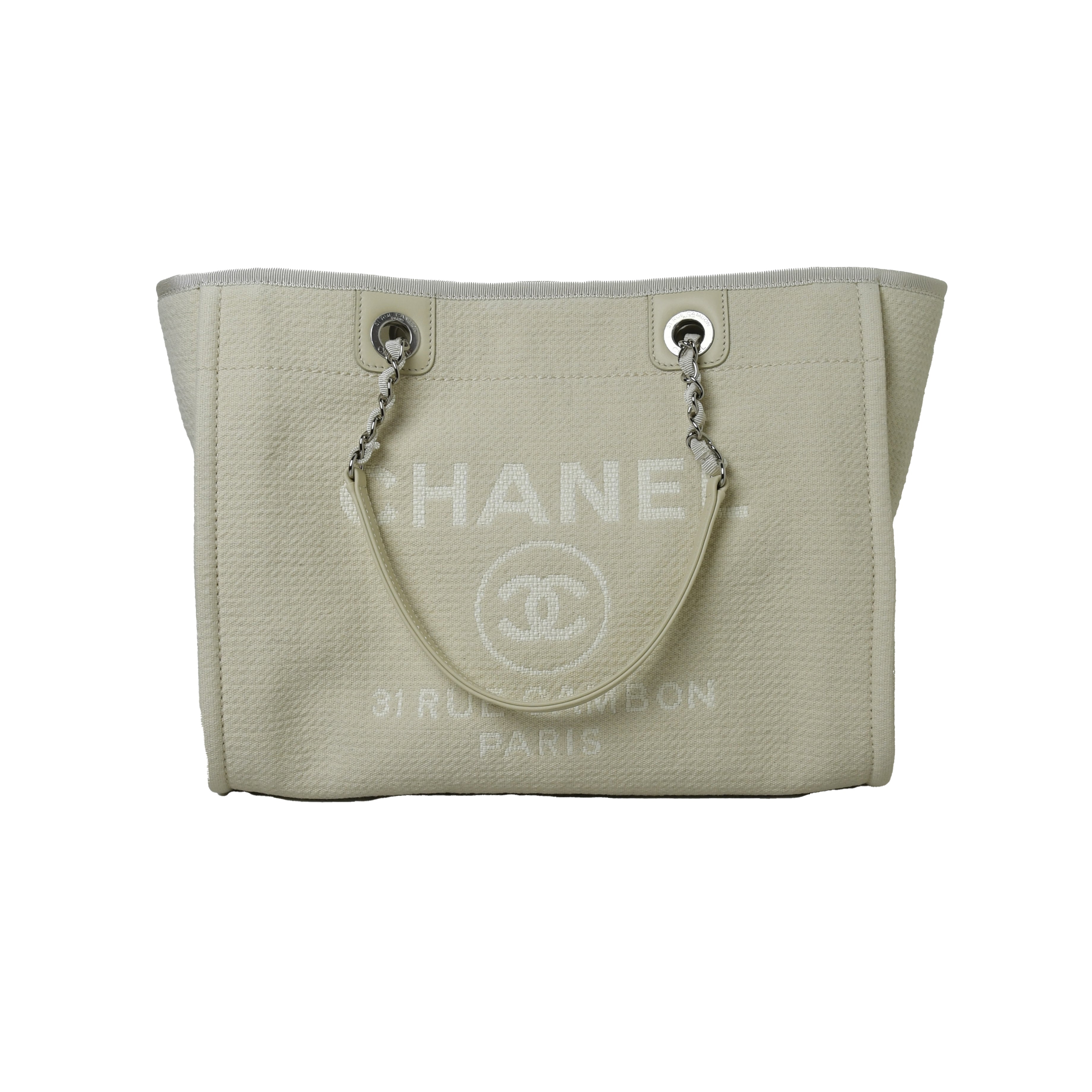 Chanel Bag Small Deauville Tote Grey Raffia