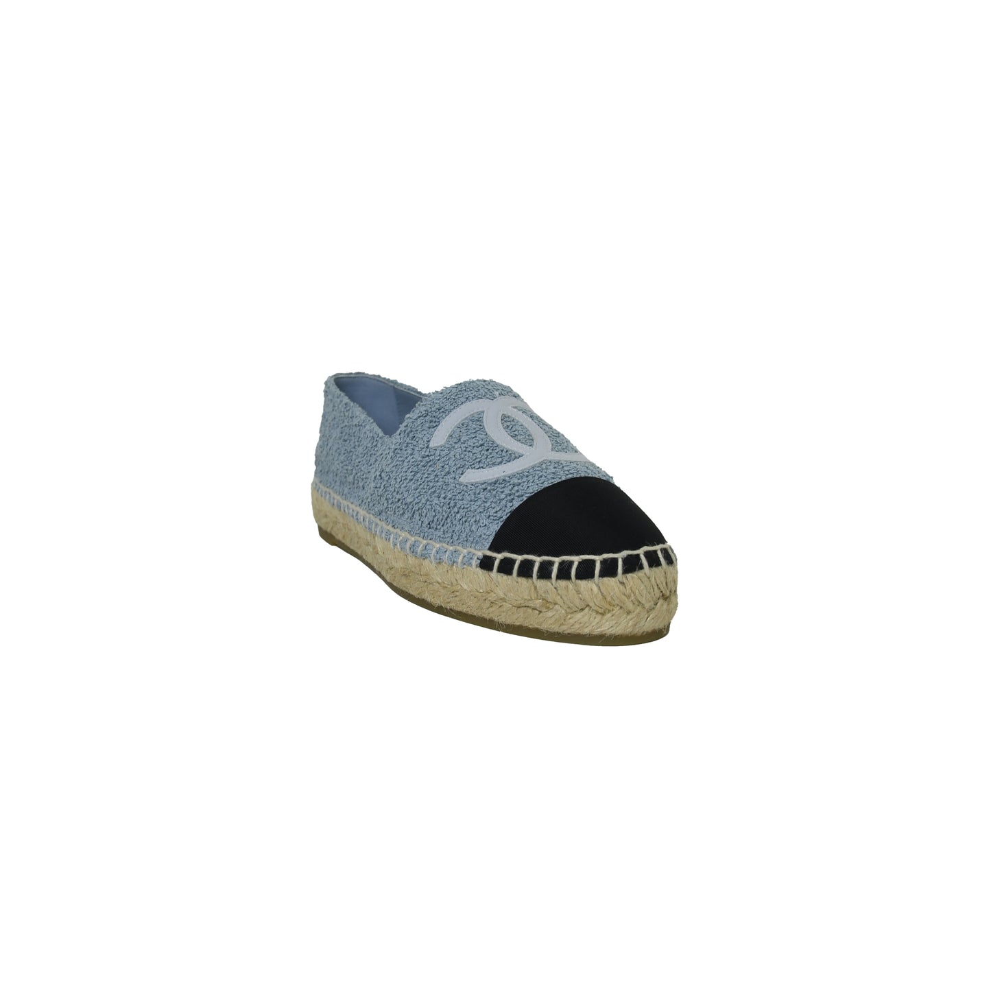 Chanel Fabric Grosgrain Espadrilles Blue Light Grey Black - NOBLEMARS