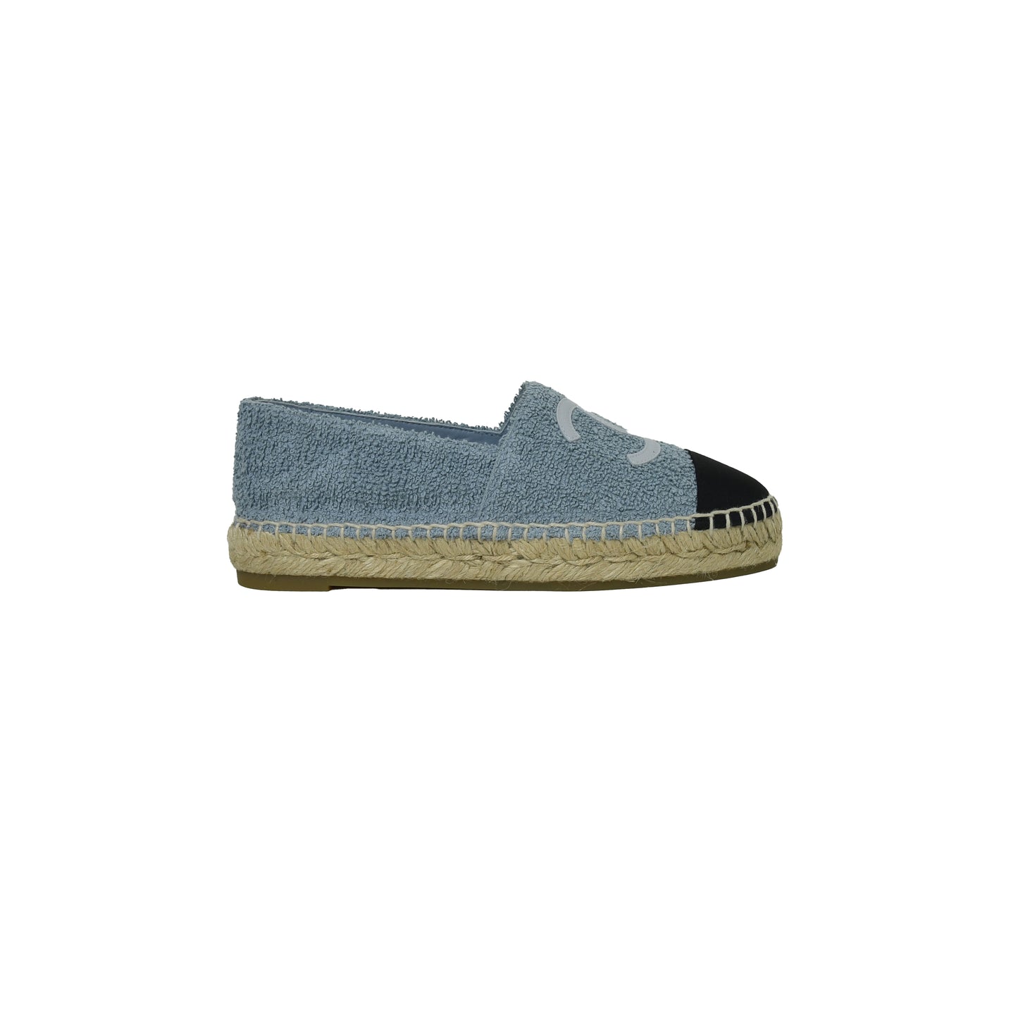 Chanel Fabric Grosgrain Espadrilles Blue Light Grey Black - NOBLEMARS