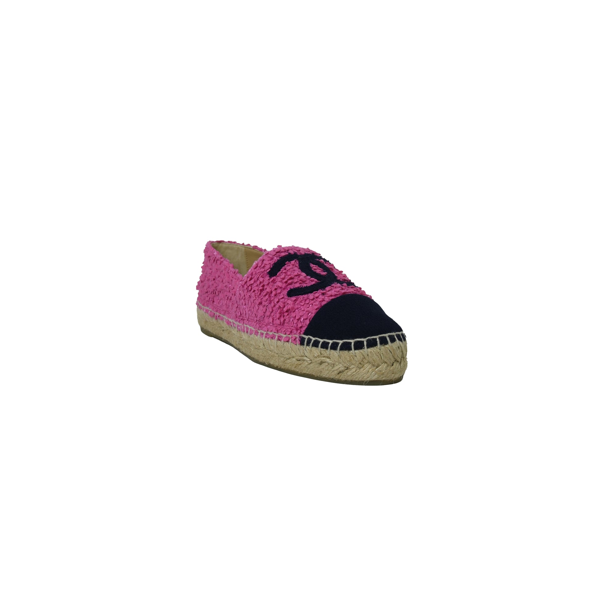 Chanel Tweed Espadrilles Dark Pink Navy - NOBLEMARS