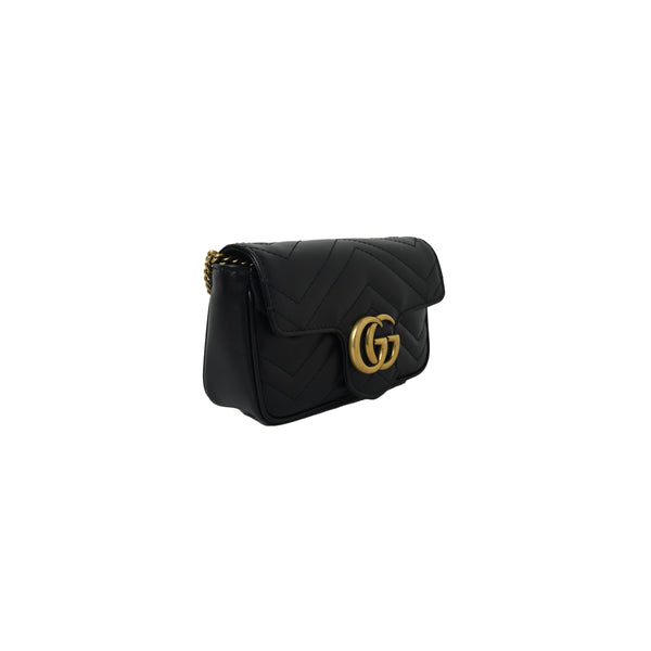Gucci GG Marmont Matelasse Super Mini Bag Black - NOBLEMARS