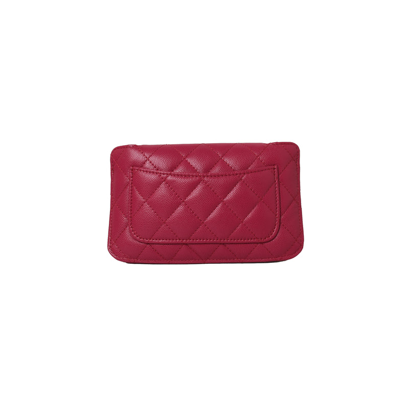 Chanel Caviar Glasses Case With Classic Chain Red - NOBLEMARS
