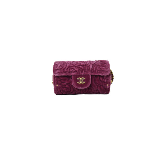 Chanel Velvet Round Flap Trunk Bag Purple - NOBLEMARS