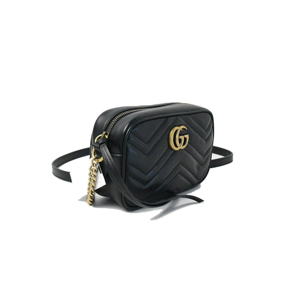 Gucci GG Marmont Mini Matelasse Camera Bag Black - NOBLEMARS