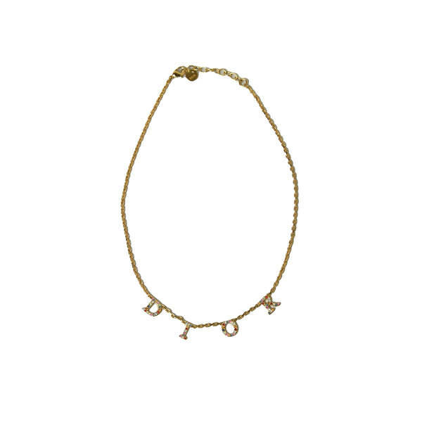 Dior Letter Necklace Gold Multi Color - NOBLEMARS