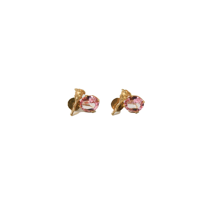 Dior Metal Crystal Drop Earring Gold Pink - NOBLEMARS