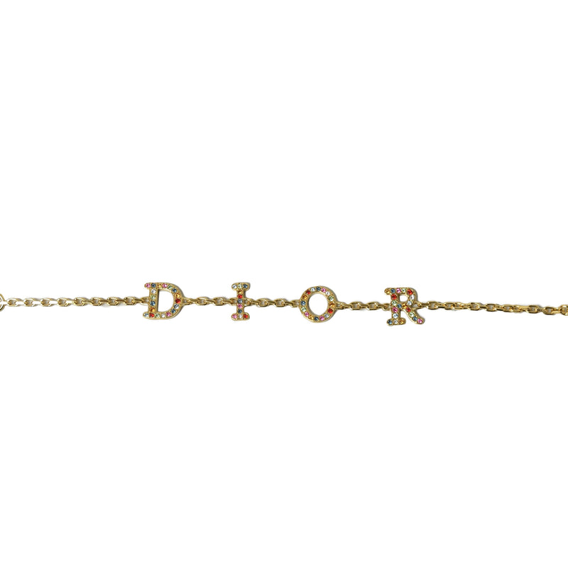 Dior Letter Bracelet with Multi Color Diamond Gold - NOBLEMARS
