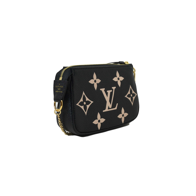 Louis Vuitton Mini Pochette Accessories Bicolor Monogram Empreinte Leather  Black - NOBLEMARS