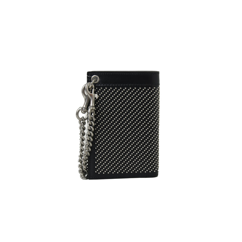 Saint Laurent Leather Chain Wallet With Studs Black - NOBLEMARS