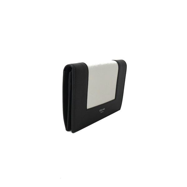 Celine Frame Wallet White Black - NOBLEMARS