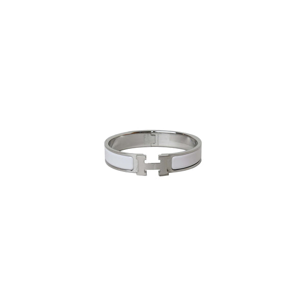 Hermes H Clic Bracelet Palladium Hardware White - NOBLEMARS