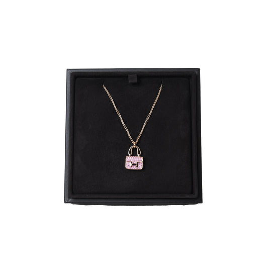 Hermes 18K Rose Gold Pink Sapphire Constance Pendant Necklace - NOBLEMARS