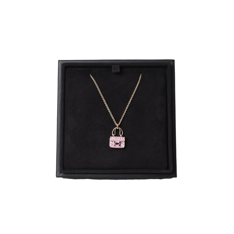 Hermes Kelly Amulette Diamond Pendant Necklace Rose Gold - NOBLEMARS