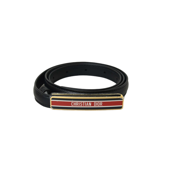 Dior ID Belt Red Buckle Black - NOBLEMARS