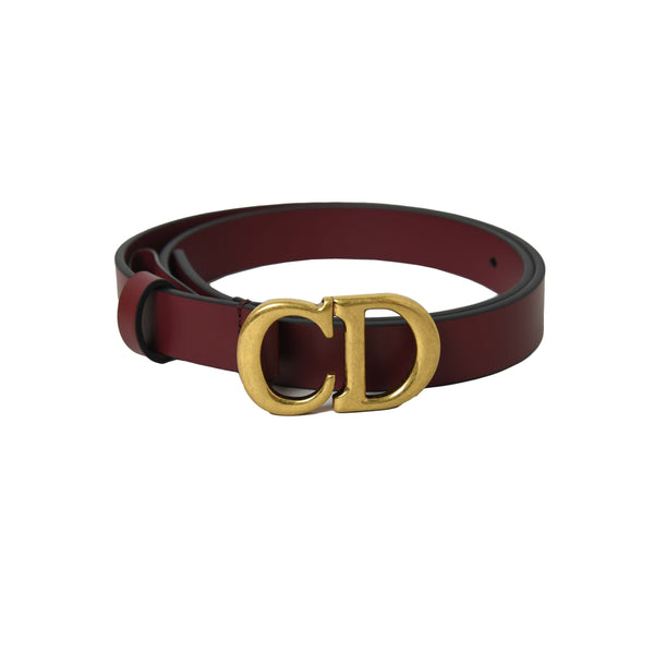 Dior CD Leather Belt Gold Buckle Red - NOBLEMARS
