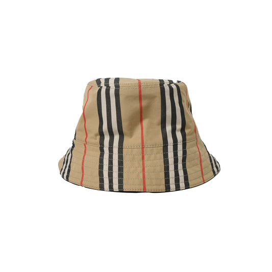 Burberry Reversible Icon Stripe Cotton Bucket Hat Brown - NOBLEMARS