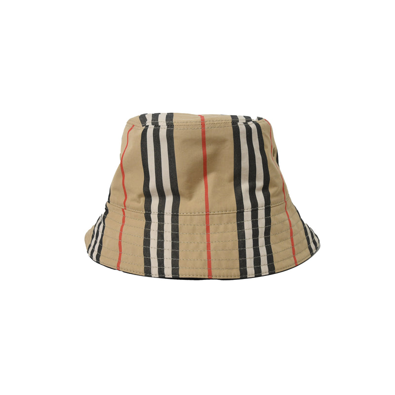 Burberry Reversible Icon Stripe Cotton Bucket Hat Brown - NOBLEMARS