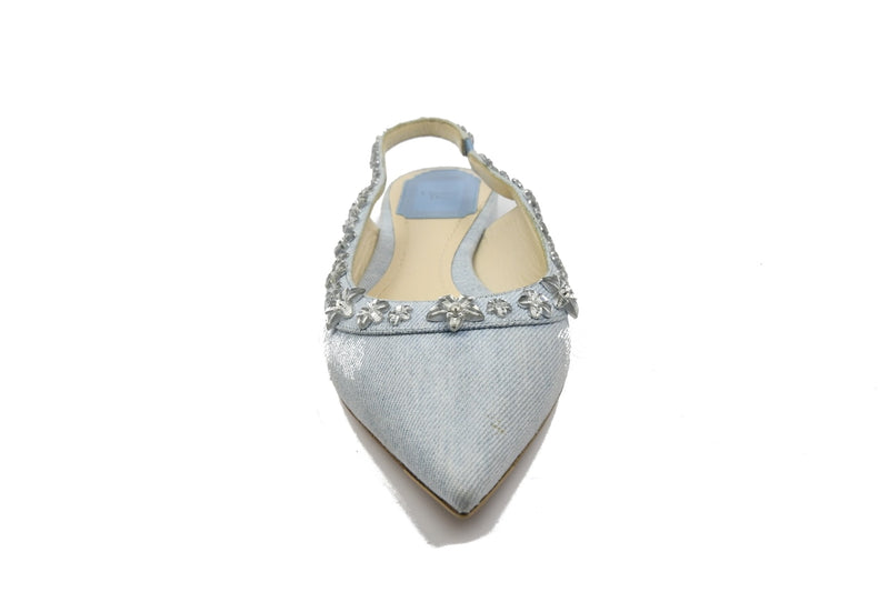 Dior Garland Denim Slingback Crystals/ Blue - NOBLEMARS