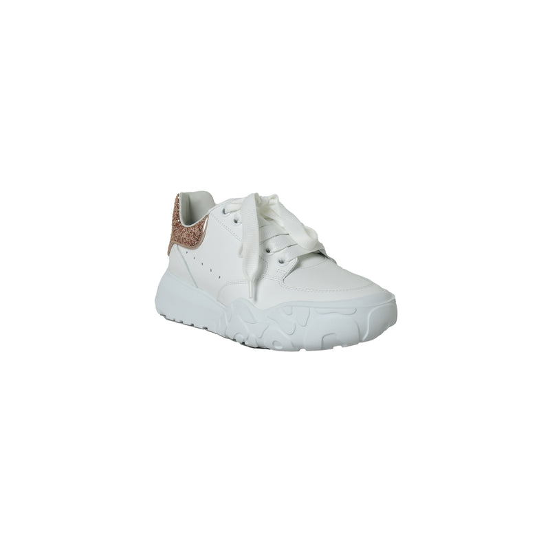 Alexander Mcqueen New Court Glitter Sneakers White Tea Rose - NOBLEMARS
