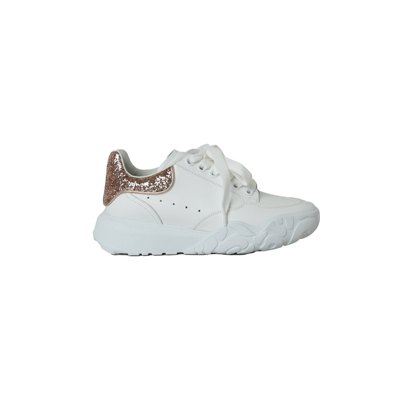 Alexander Mcqueen New Court Glitter Sneakers White Tea Rose - NOBLEMARS
