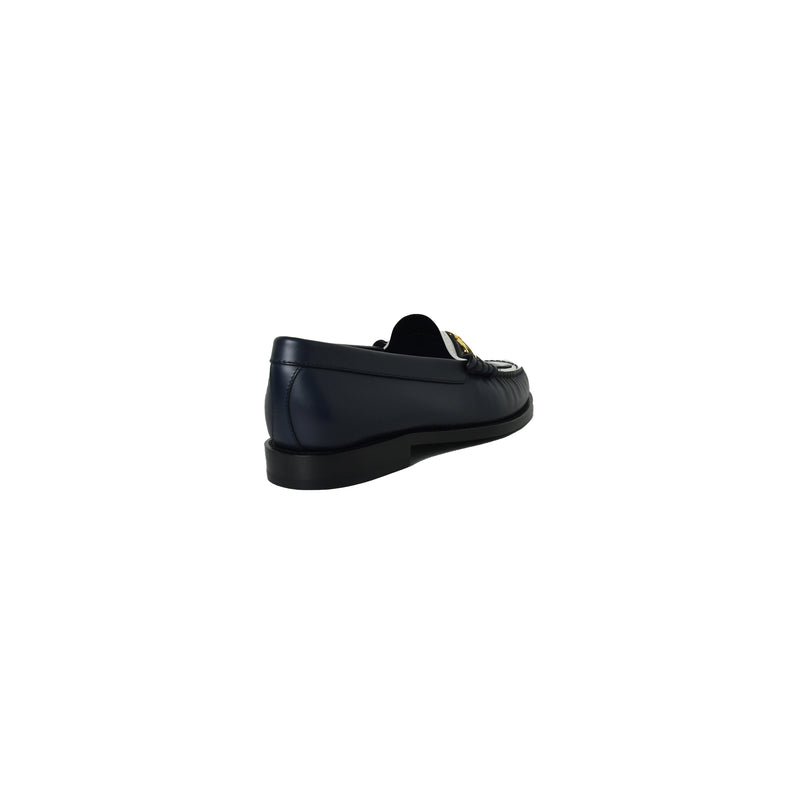 Celine Luco Polished Maillons Triomphe Mocassins Navy White - NOBLEMARS