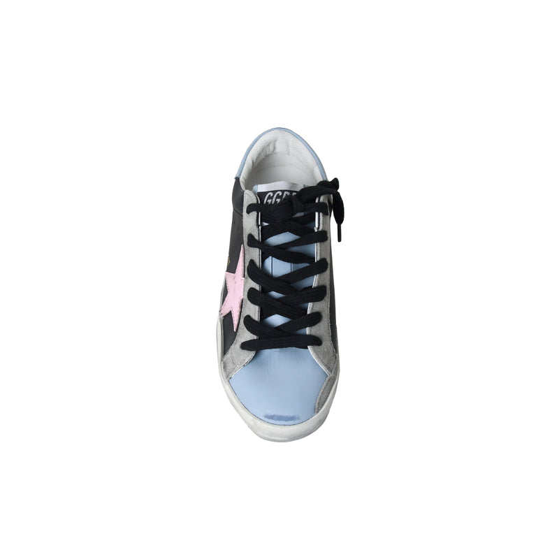 Golden Goose Super Star Classic With List Black Light Blue Pink - NOBLEMARS