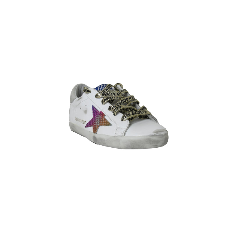 Golden Goose Hi Star Classic With List White Rainbow Star - NOBLEMARS