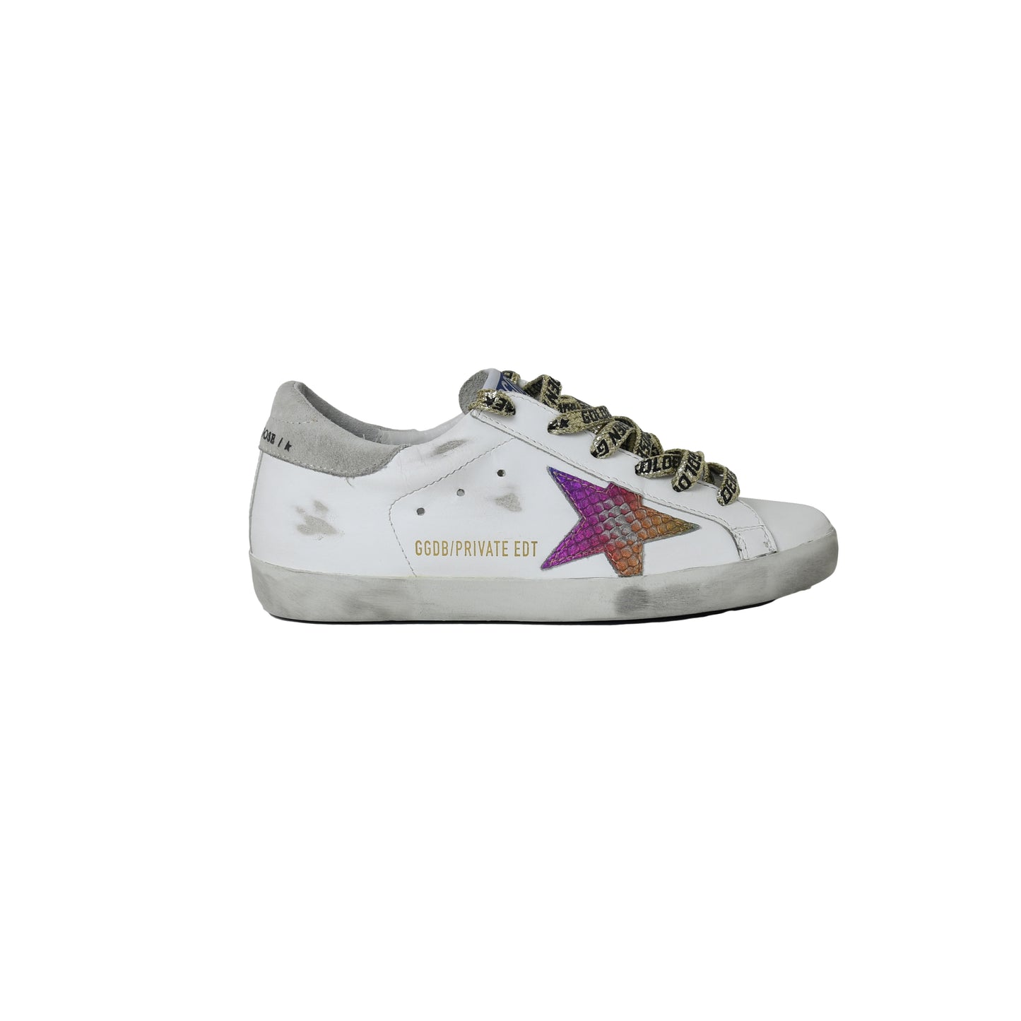 Golden Goose Hi Star Classic With List White Rainbow Star - NOBLEMARS