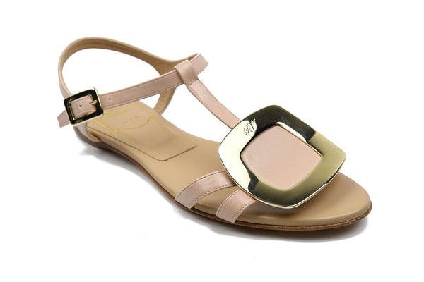 Roger Vivier Rosa Salmone Leather Chips Thong Sandals - NOBLEMARS