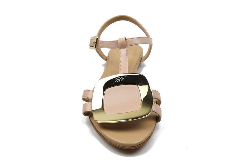 Roger Vivier Rosa Salmone Leather Chips Thong Sandals - NOBLEMARS