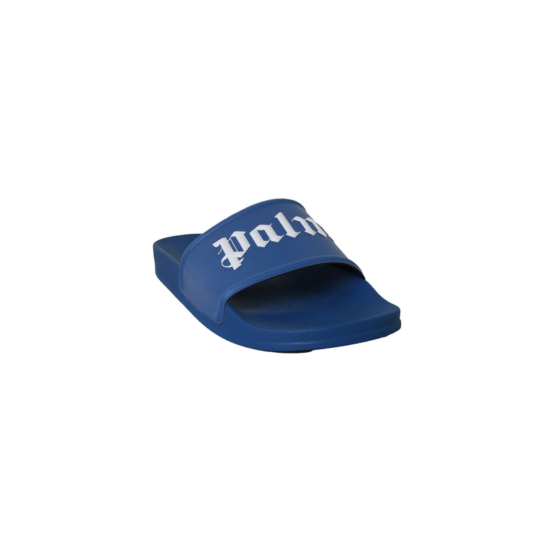 Palm Angels Logo Pool Rubber Slide Blue - NOBLEMARS