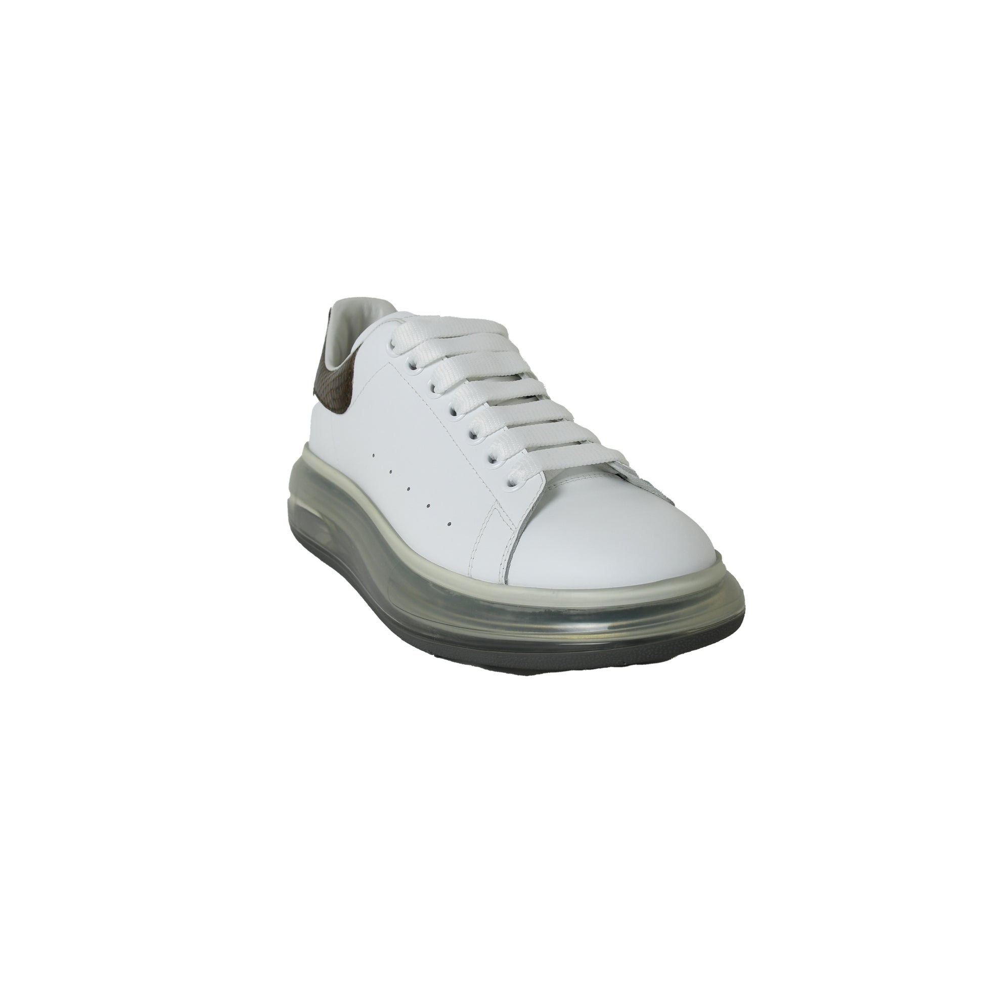 Alexander Mcqueen Larry Leather Sneaker White Black Transparent - NOBLEMARS