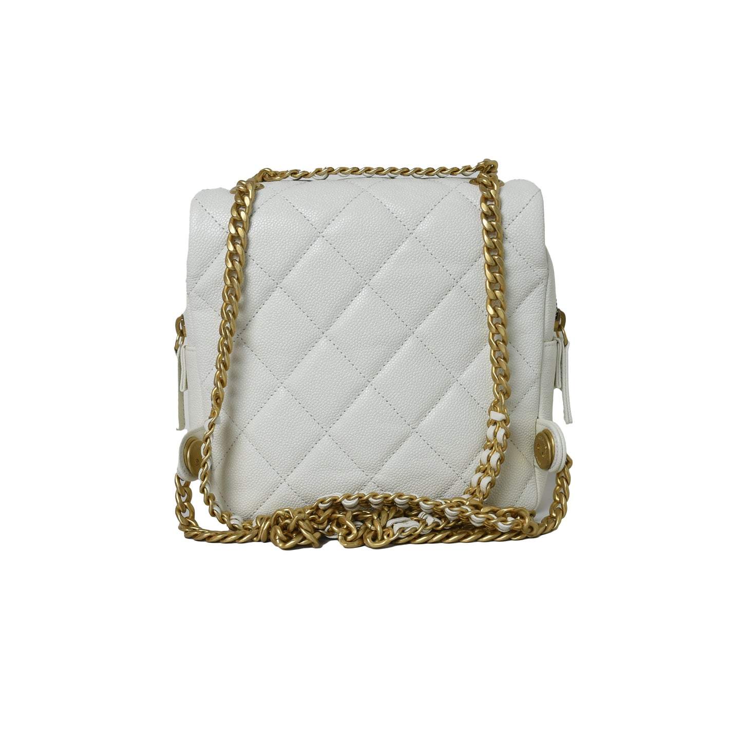 Chanel Ado Grained Calfskin Backpack White Gold