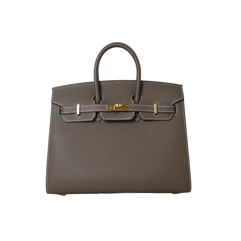 Hermes Birkin Sellier Bag Etoupe Epsom With Gold Hardware 25