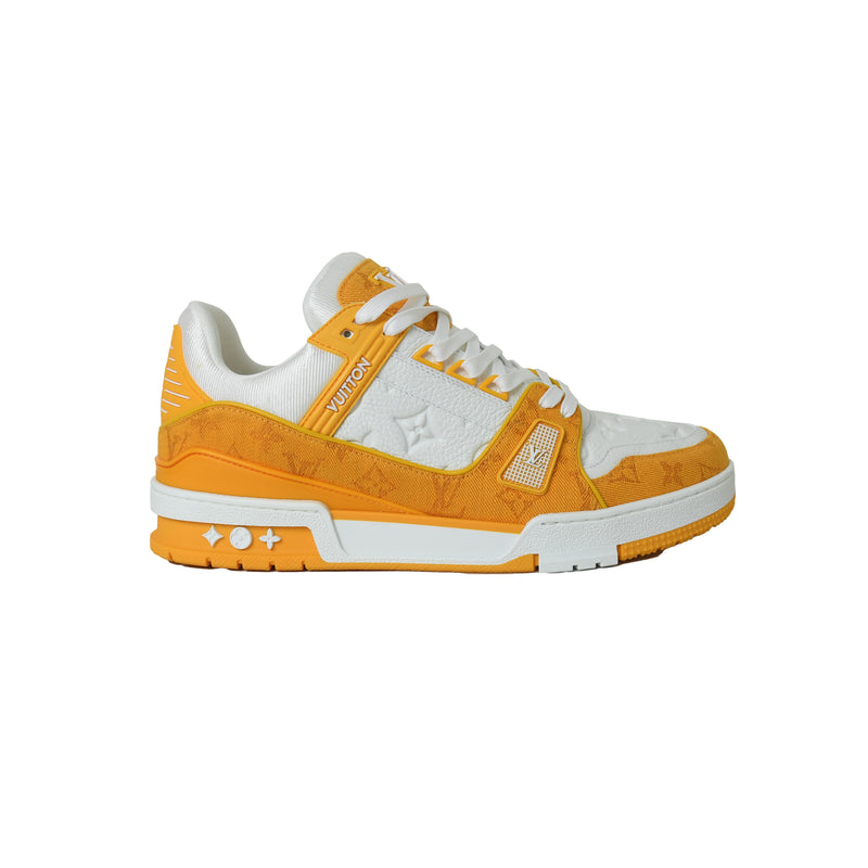 Louis Vuitton - White/Yellow Trainer Sneakers with Strap – eluXive