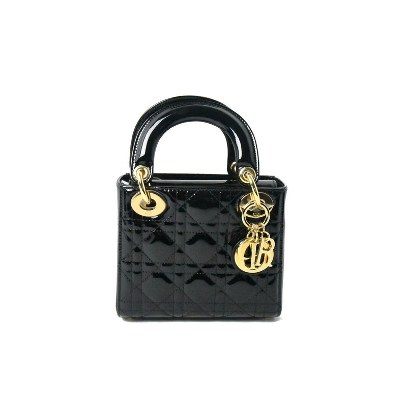 Dior Mini LadyDior Cannage Chained Strap Calfskin Black - NOBLEMARS