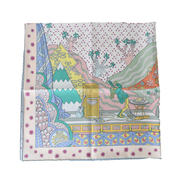 Hermes Carre Twill Le Premier Chart Scarf 90 Abricot Vert