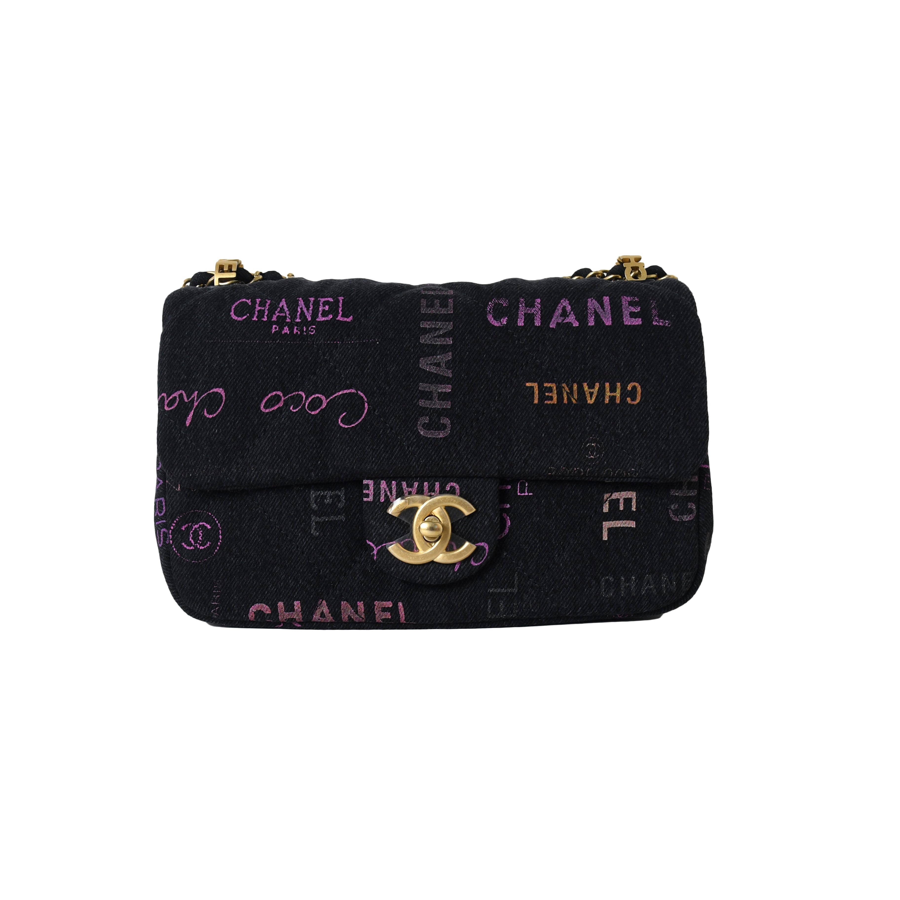 Chanel Denim Quilted Mood Mini Rectangular Flap Black - NOBLEMARS