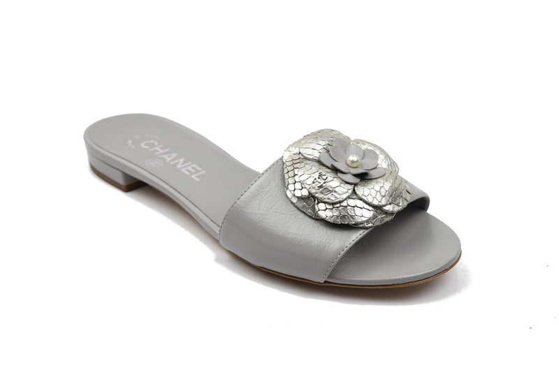 Chanel Mules Calf-Python Slipper /Grey-Silver - NOBLEMARS